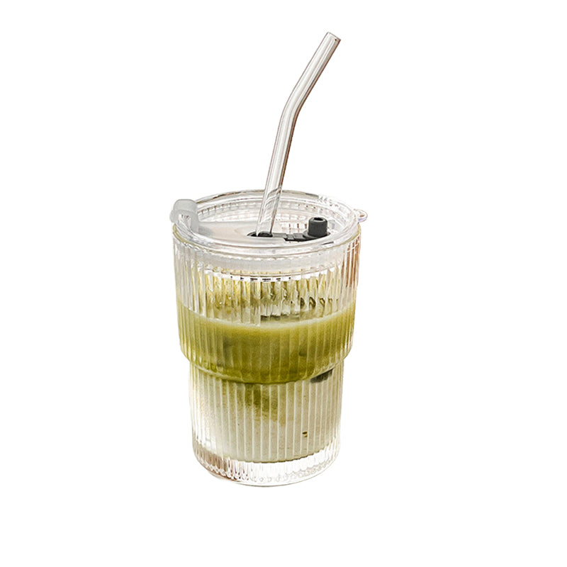 Glass Cup with Straw & Lid