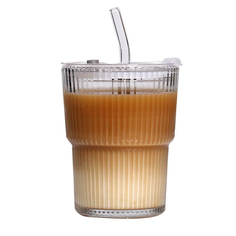 Vertical Stripe Fashion Glass Coffee Cup