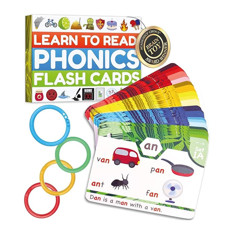Phonics Flash-kort - Lär dig läsa i 20 steg - Digrafer CVC blandar långa vokalljud