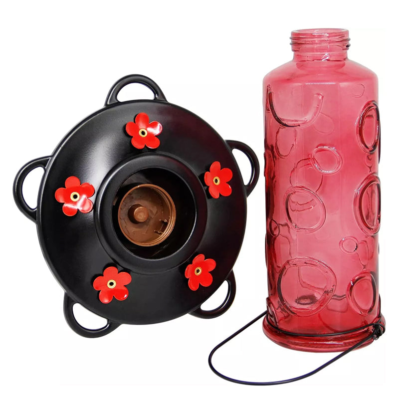 Glass Hummingbird Feeder for Outdoor Hanging