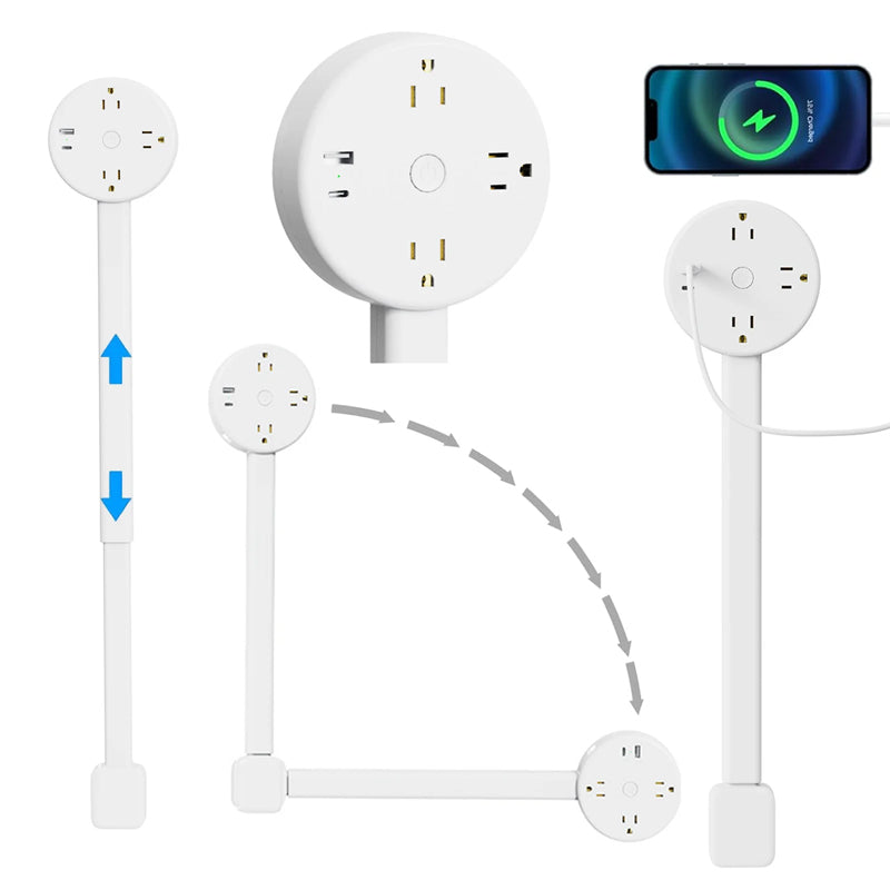 Retractable Rotating Power Strip Extender