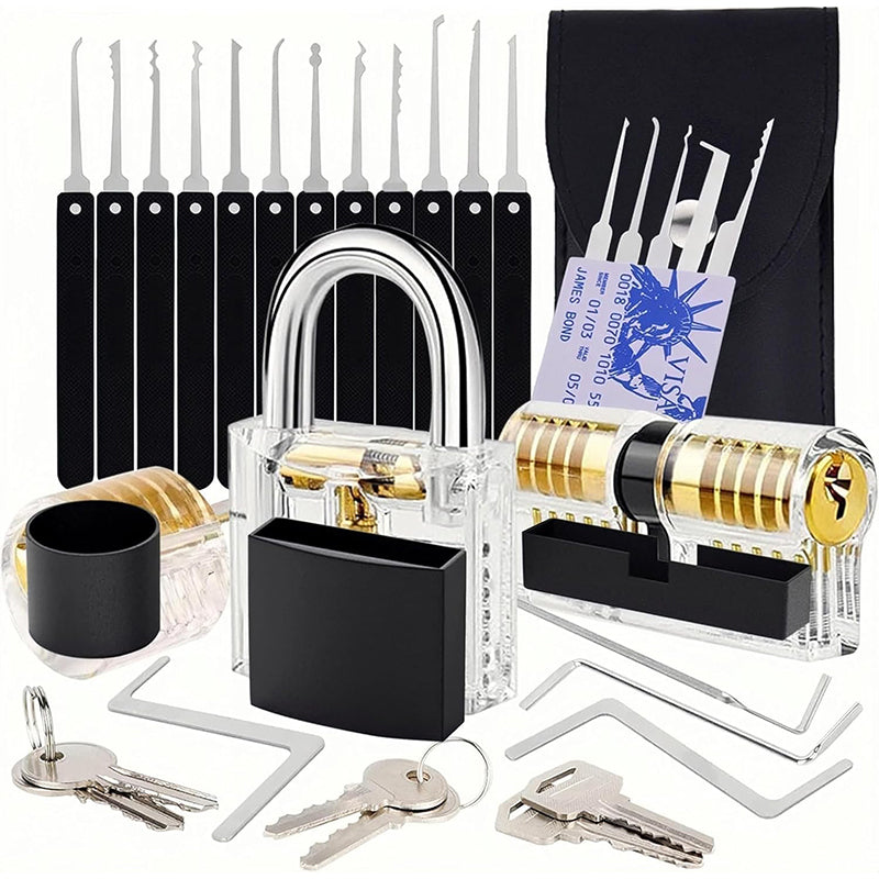 37-Piece Waterproof Lock Pick Set with Stainless Steel Keys