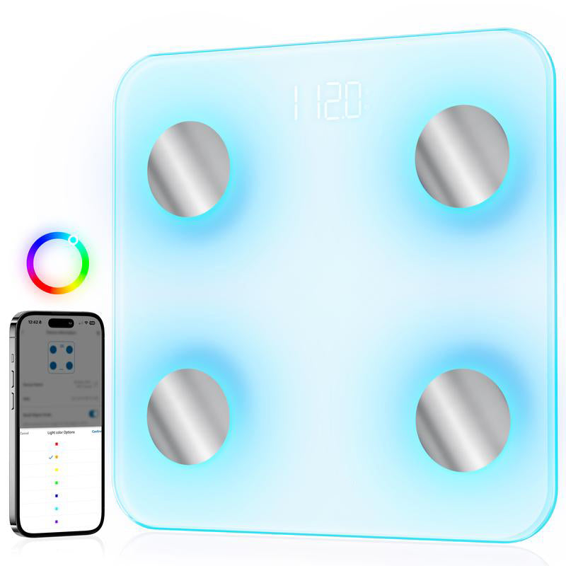 7-Color Glowing Bluetooth Digital Scale for BMI and Body Fat