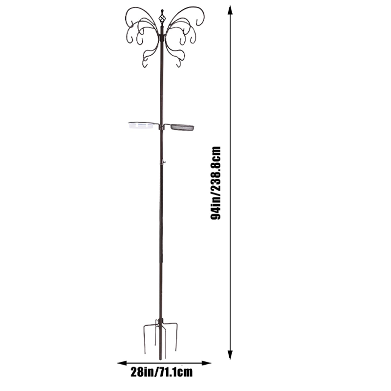 Squirrel-Proof Bird Feeder Pole Stand with Hanging Hooks