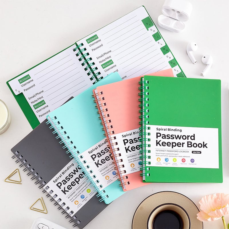 A6 spole lösenordsskyddsbok