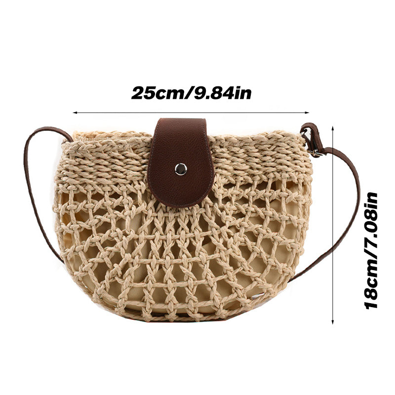 Woven Hollow-Out Crossbody Bag