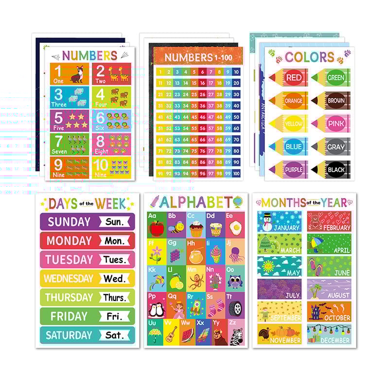 Färgglada pedagogiska affischer(18st/uppsättning )