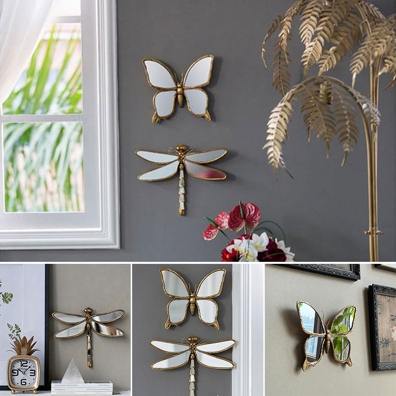 Handcrafted Dragonfly Butterfly Wall Mirror