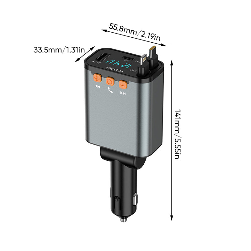 Bluetooth 5.3 Car Adapter with Retractable Charger