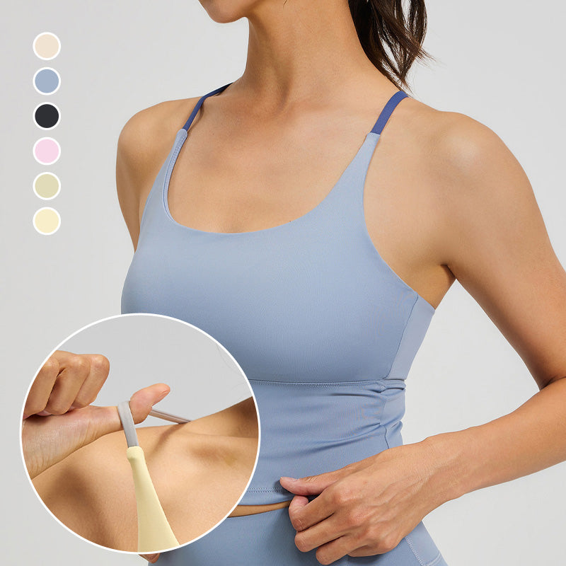 2-in-1 Seamless High-Elastic Sports Camisole with Built-in Bra & Criss-Cross Back