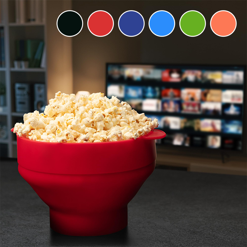 Collapsible Silicone Popcorn Bowl (with handles)