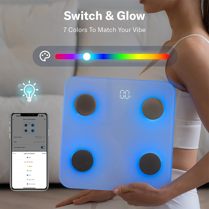 7-Color Glowing Bluetooth Digital Scale for BMI and Body Fat