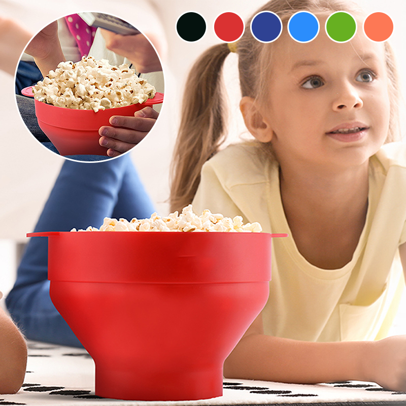 Collapsible Silicone Popcorn Bowl (with handles)