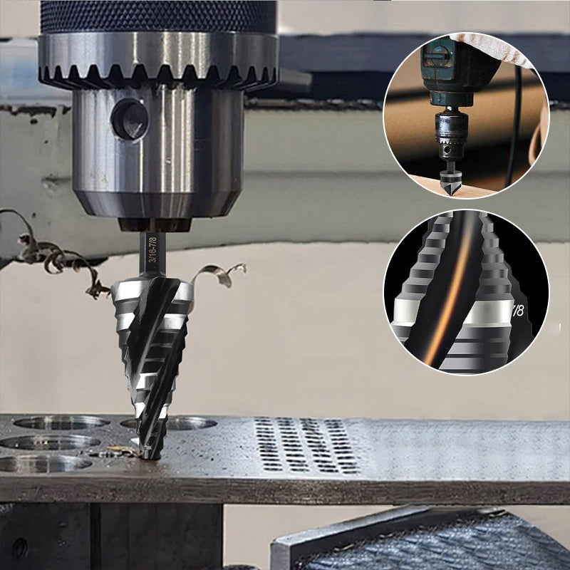 Four Spiral Flute Step Drill Bit Set