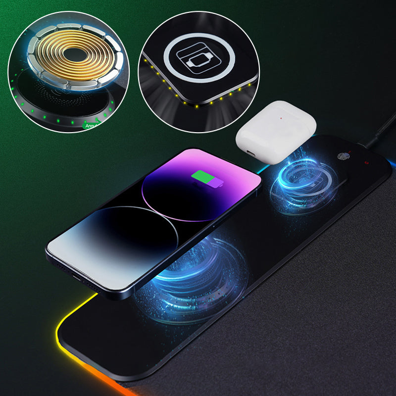 3-in-1 Wireless Charging RGB Gaming Desk Mat