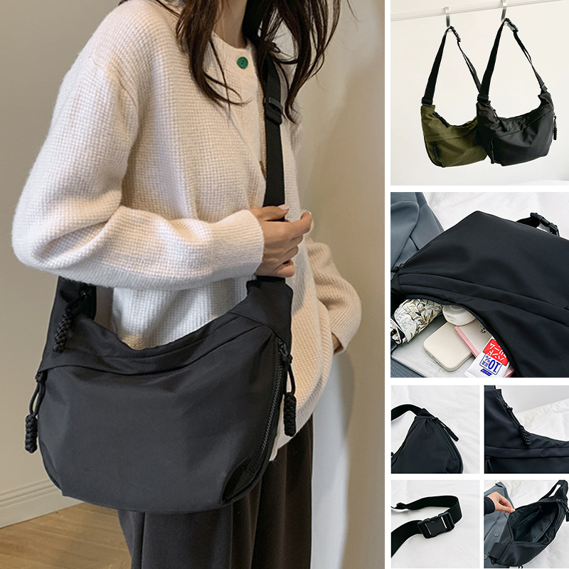 Fashion Plain Color Nylon Crossbody Bags for Women