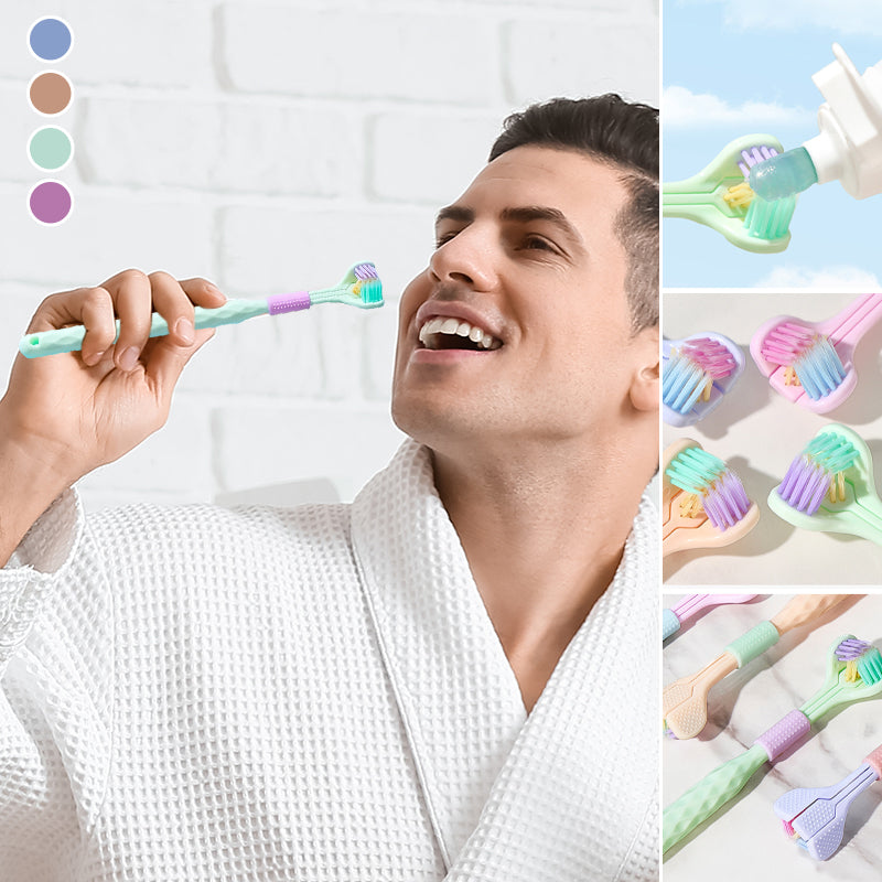360° Triple-Head Soft & Hard Bristle Toothbrush