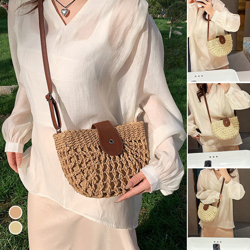 Woven Hollow-Out Crossbody Bag