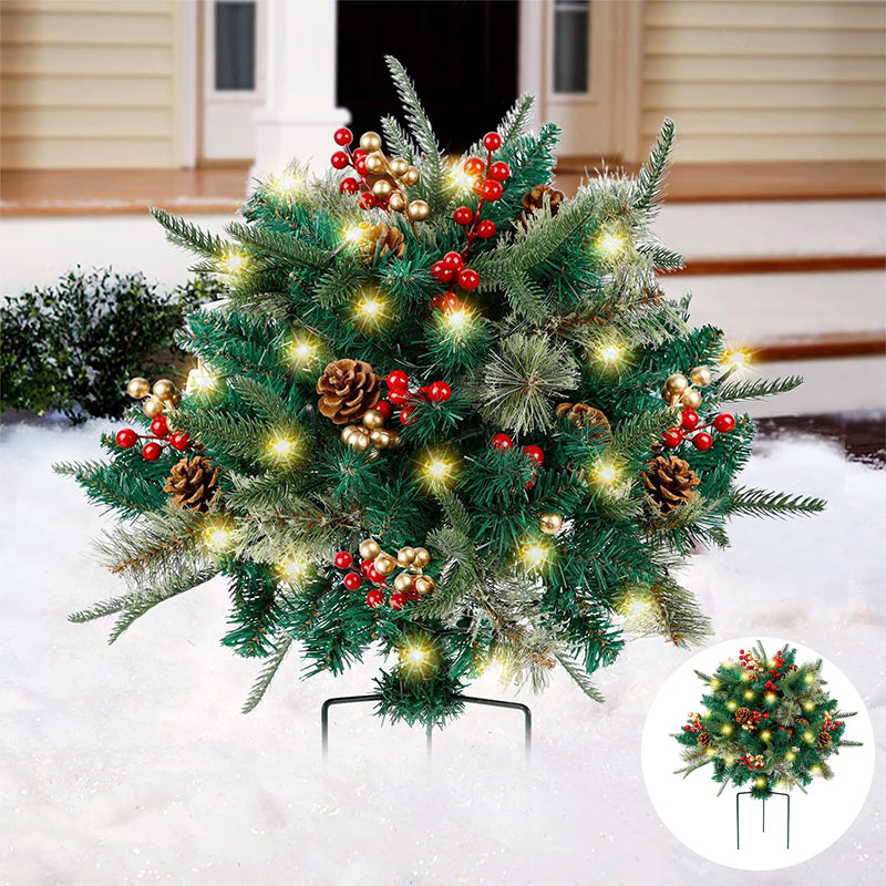 Pre-Lit Artificial Christmas Tree Urn Filler with Lights
