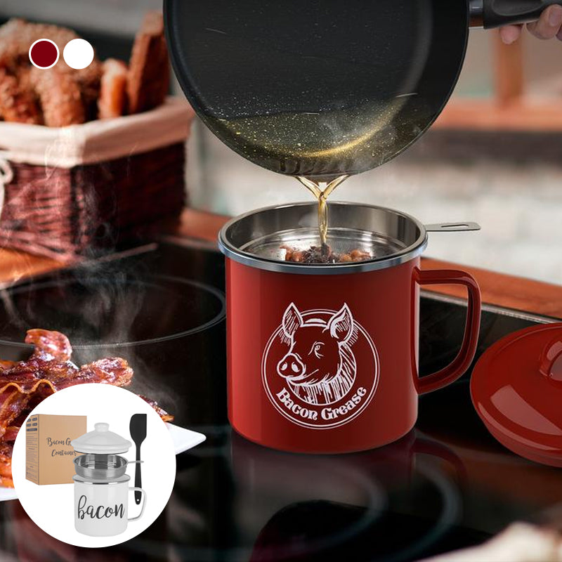 Reuse Bacon Grease Container with Strainer Kitchen Utensils