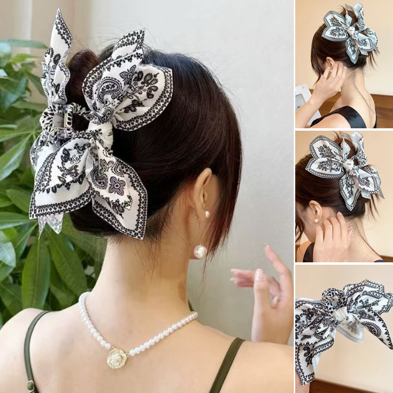 Double-Sided Paisley Bow Hair Claw