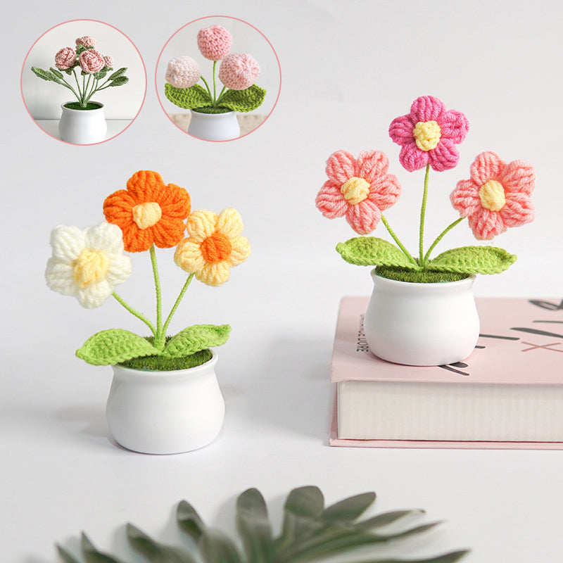 Handmade Crochet Bouquet Potted Flowers