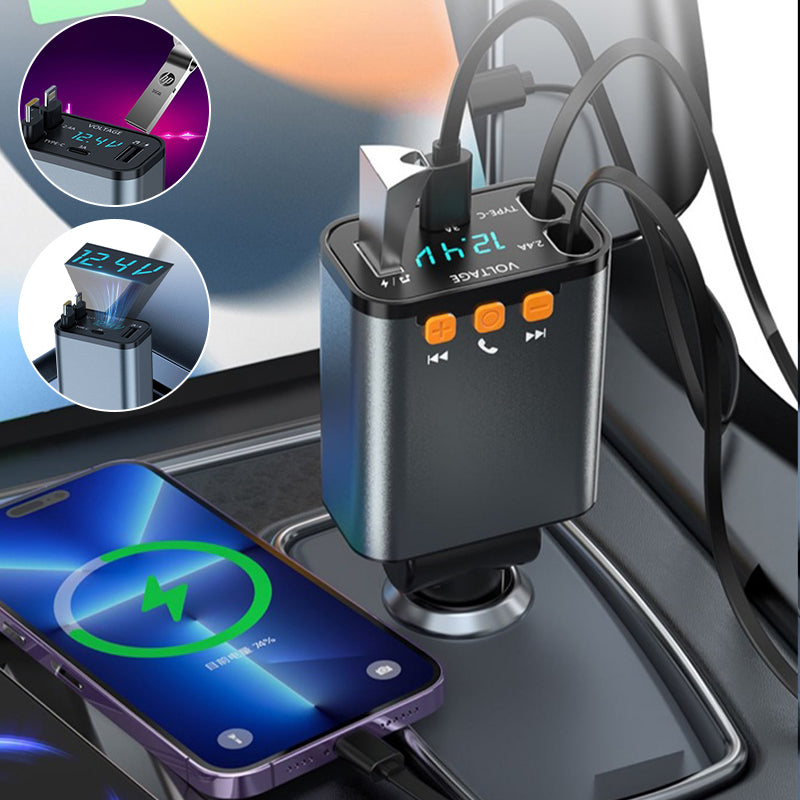 Bluetooth 5.3 Car Adapter with Retractable Charger