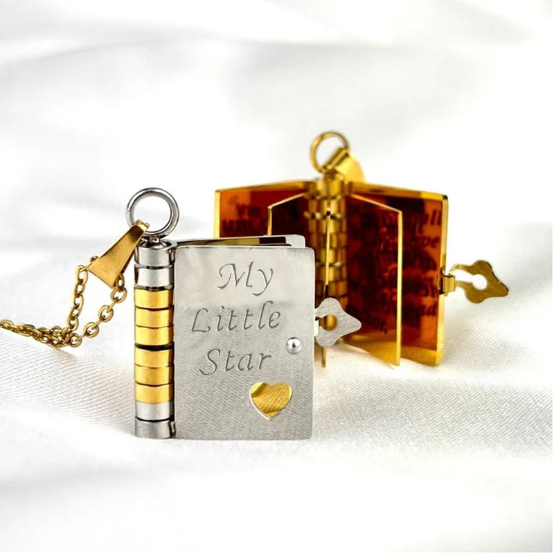 English/Spanish - My Little Star Book Necklace for Daughter