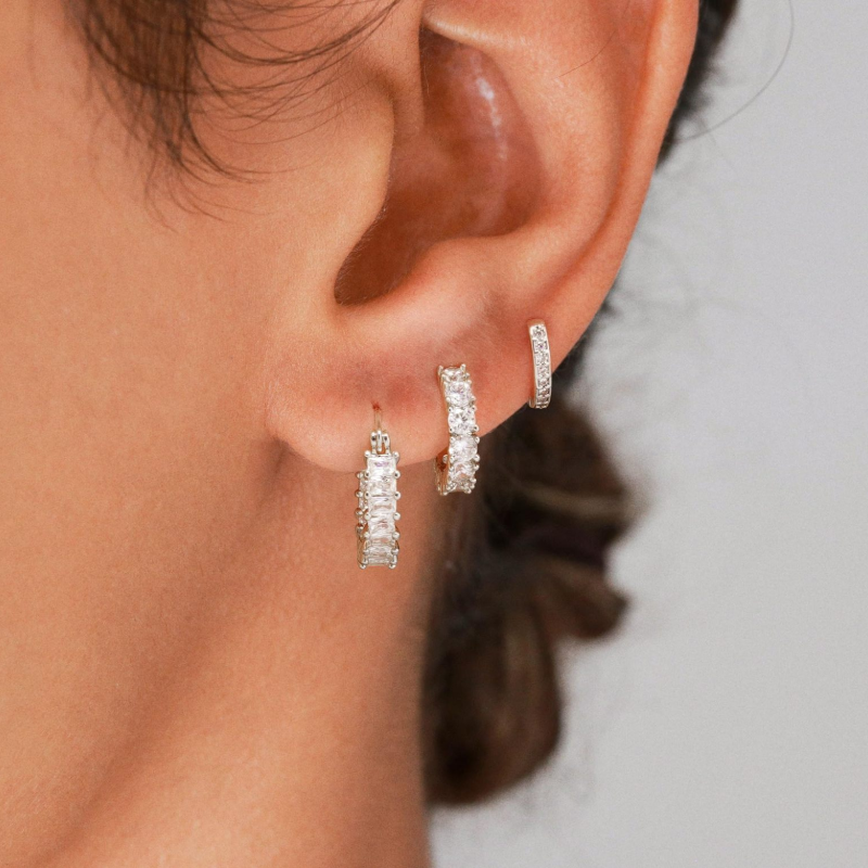 Sparkling Zirconia Chunky Hoop Earrings