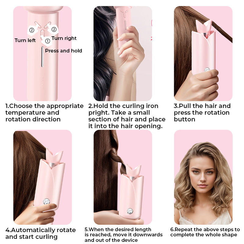 One-Tap Automatic Curling Irons with Millions Negative Ionic and Ceramic Coating