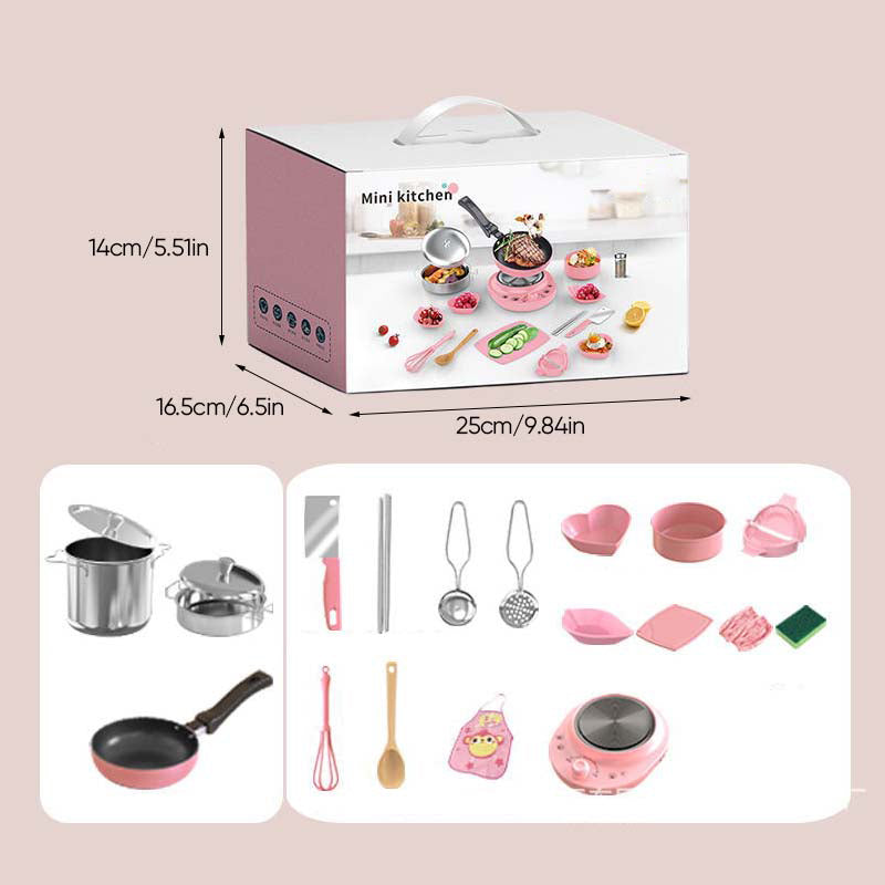 Children's Real Cooking Mini Kitchen Toys - 22 PCS Set