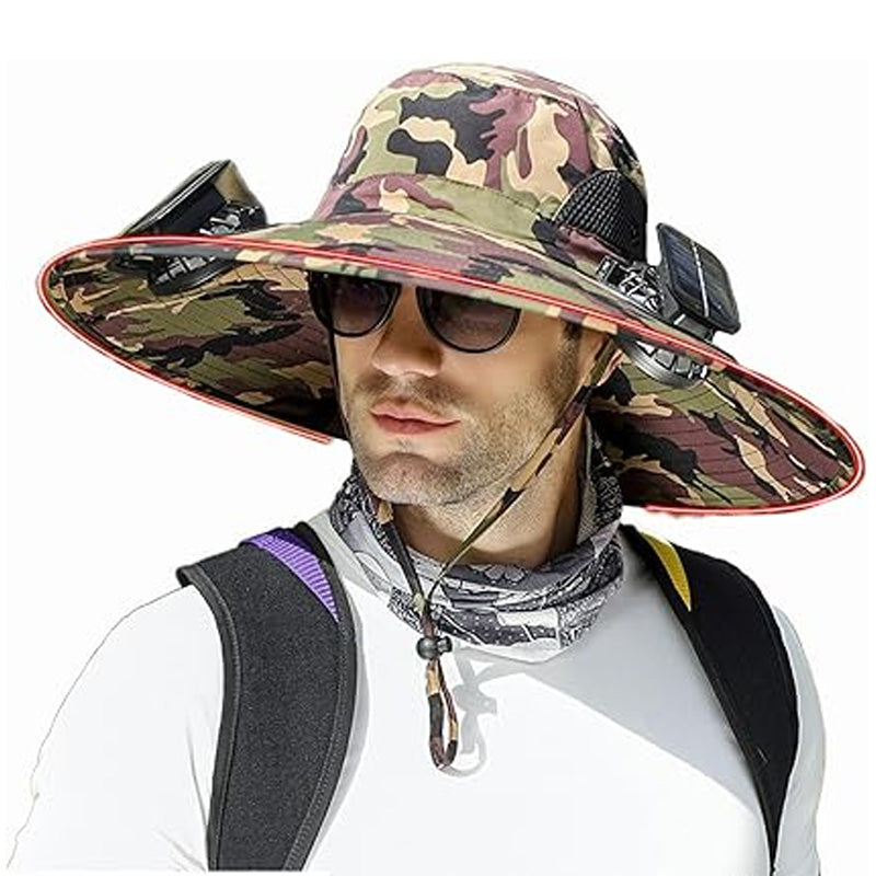 Dual Fan Sun Hat with Solar Charging