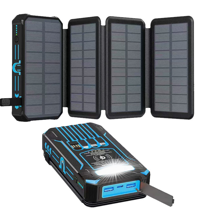 20000mAh Solar Wireless Portable Charger with 4 Built-in Cables & 7 Outputs