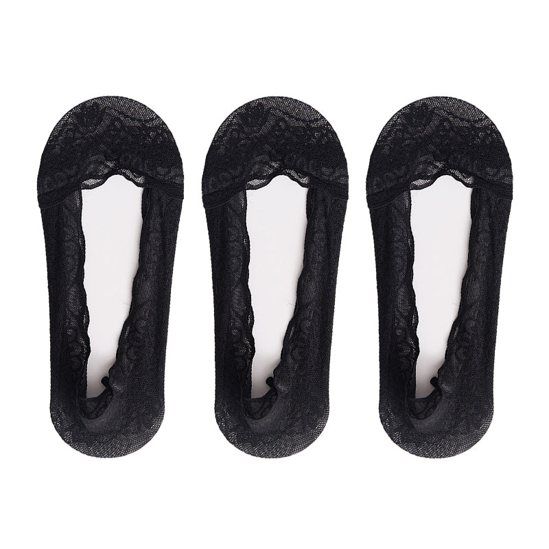 【3 par】 Spets No Show Liner-strumpor för kvinnor