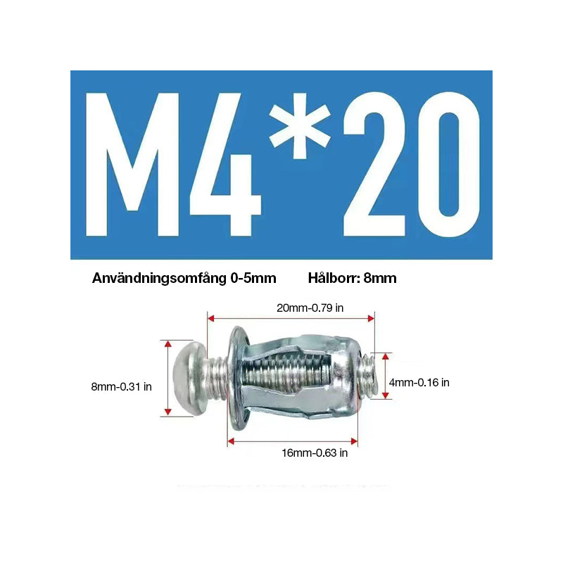 Expansionsskruvens kronbladsmutter (50 st)