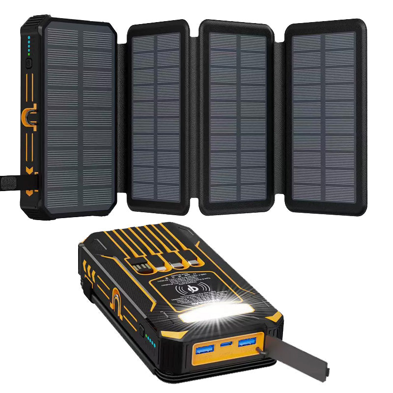 20000mAh Solar Wireless Portable Charger with 4 Built-in Cables & 7 Outputs