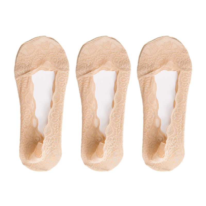 【3 par】 Spets No Show Liner-strumpor för kvinnor