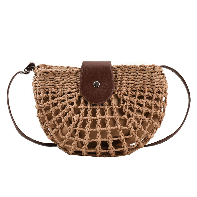 Woven Hollow-Out Crossbody Bag