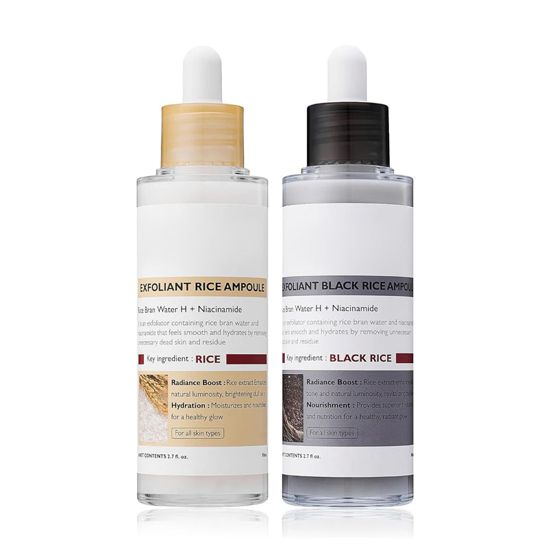 Glow Rice Ampoule Duo - Serums for Brightening, Exfoliating, and Moisturizing