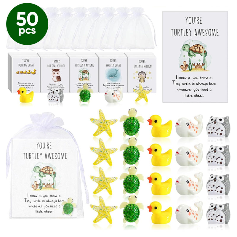 Funny Resin Animals with Thank You Cards, Appreciation Staff Pocket Gift