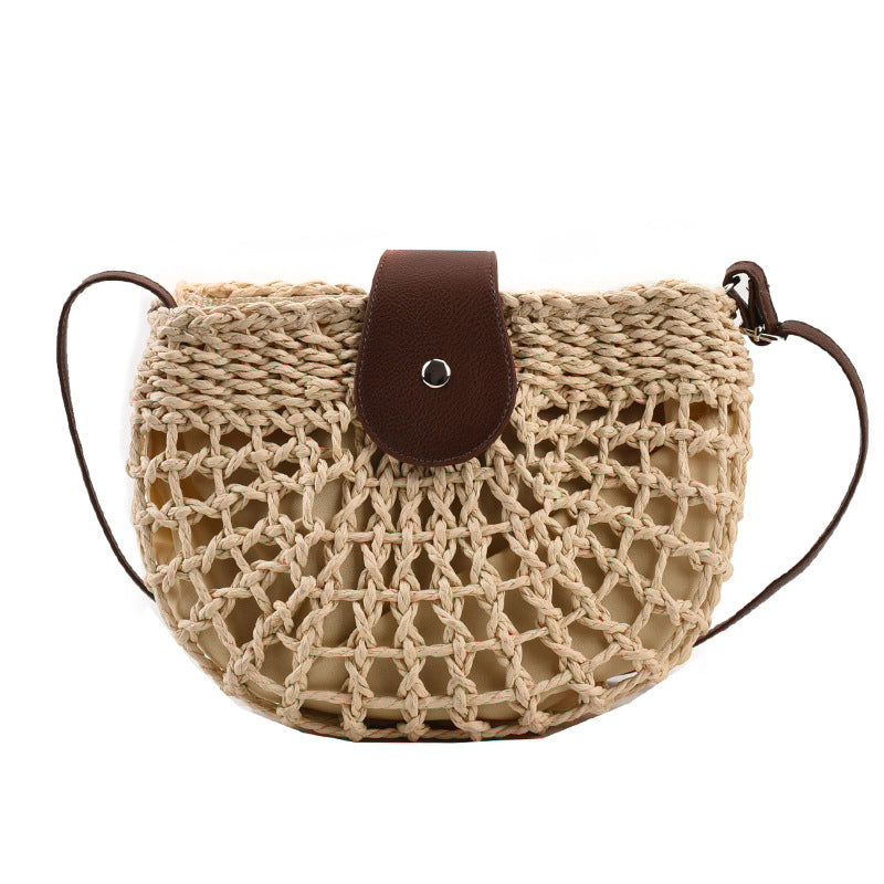 Woven Hollow-Out Crossbody Bag