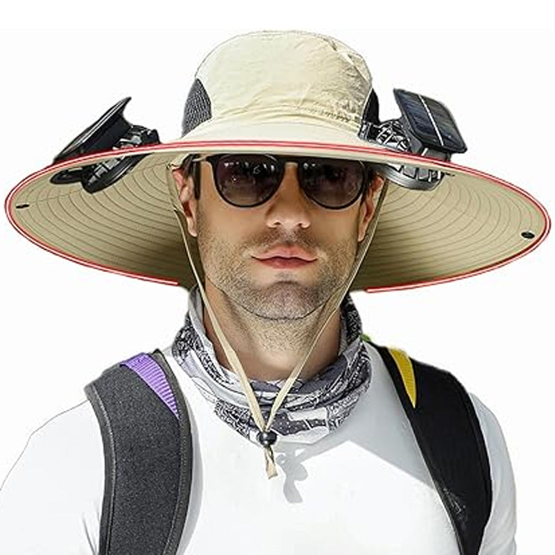 Dual Fan Sun Hat with Solar Charging