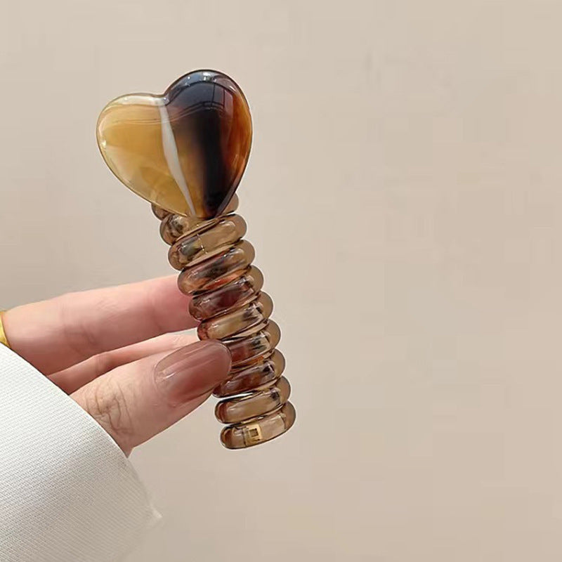 4 PCS - Heart Shaped Straight Telephone Cord Ponytail Holder