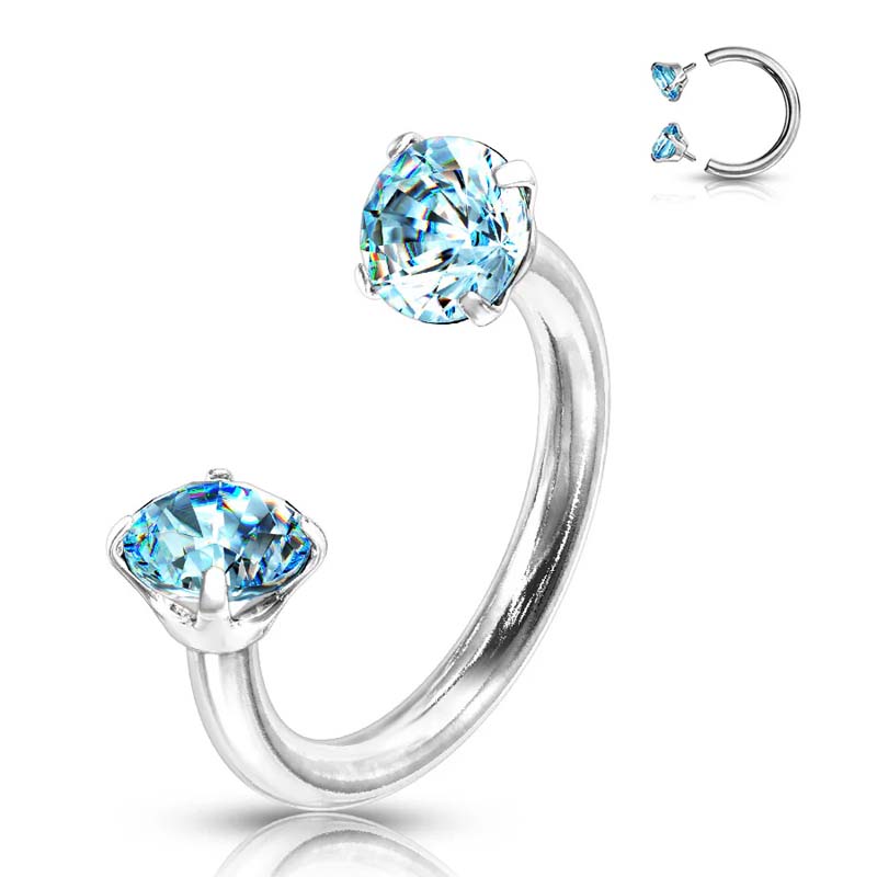 Zirkonium Hästsko Ring med Gängade Stenar för Piercingar