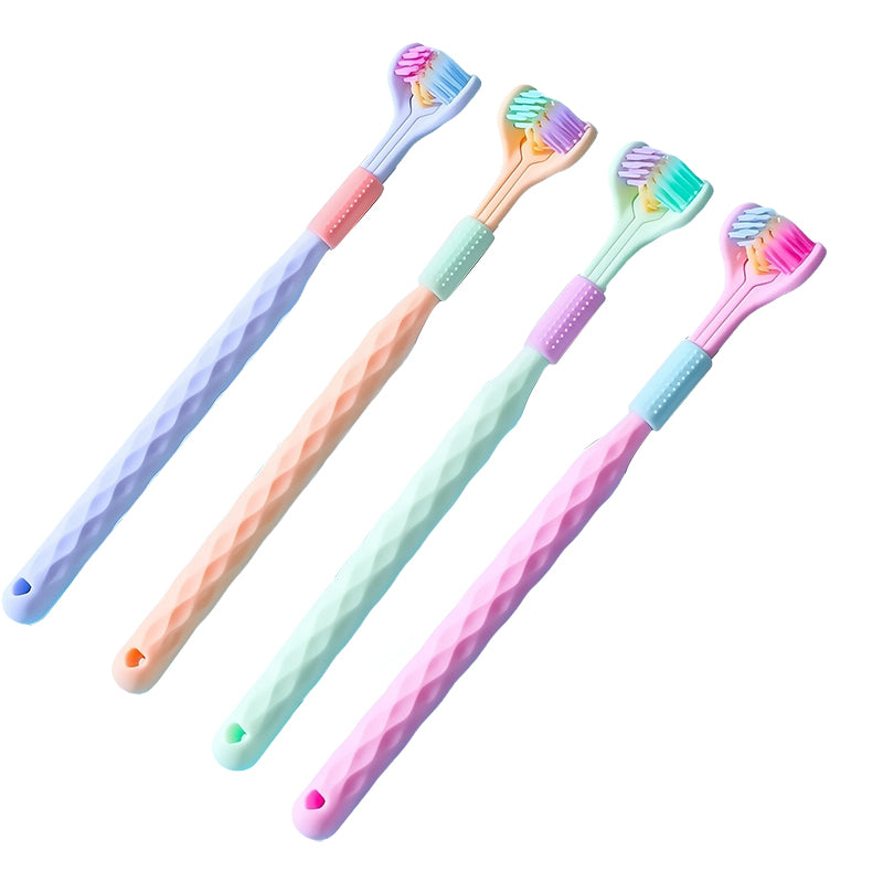360° Triple-Head Soft & Hard Bristle Toothbrush