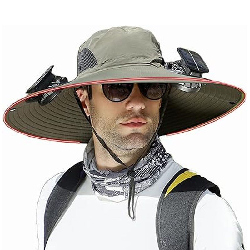 Dual Fan Sun Hat with Solar Charging