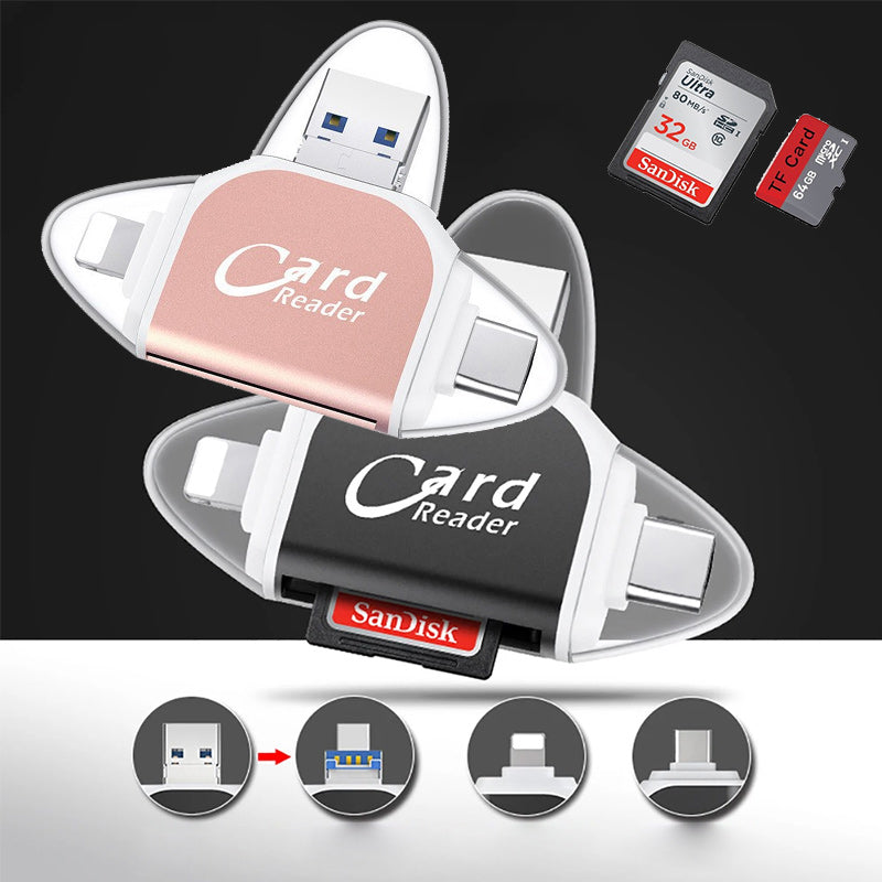 Multi-Port 4 in1 Universal SD TF-kortläsare
