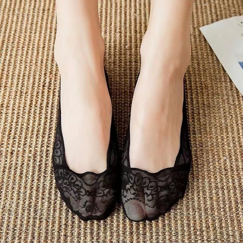 【3 par】 Spets No Show Liner-strumpor för kvinnor