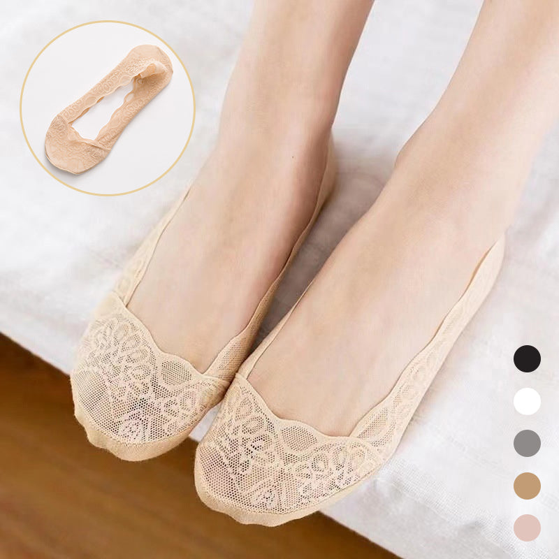 【3 par】 Spets No Show Liner-strumpor för kvinnor