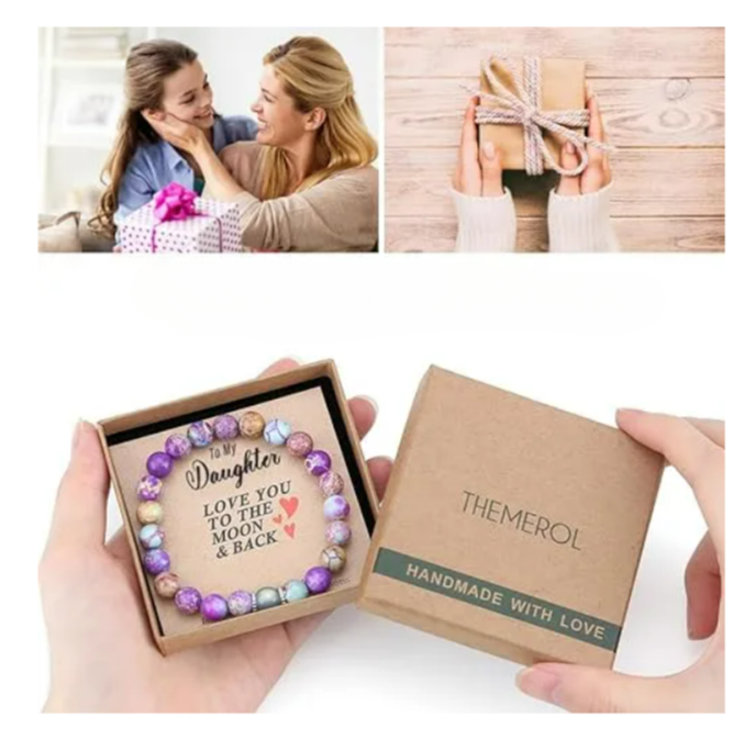 Naturligt ädelstensarmband för kvinnor